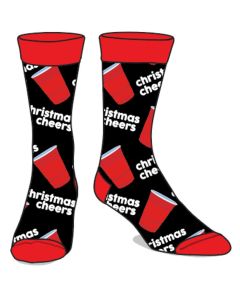 UGLY CHRISTMAS - Christmas Cheers AOP Black/Red Crew Socks