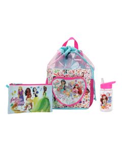 Disney Princess 3 Piece 15" Kids Drawstring Beach Backpack Set