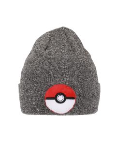 POKEMON - Heather Grey Pokeball Cuff Beanie
