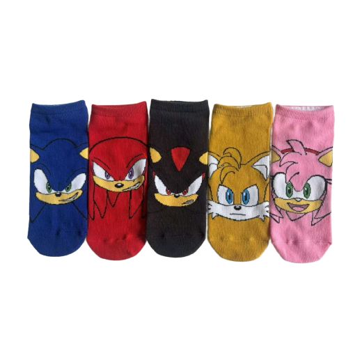 Sonic The Hedgehog Character Heads Women's 5-Pair Pack Ankle Socks