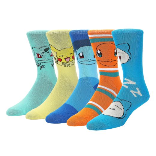 Pokemon Character Heads Women’s 5-Pair Pack Crew Socks