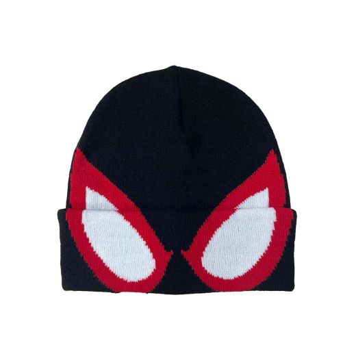 SPIDER-MAN CLASSIC - Jacquard Pull Down with Mesh Eyes Mens Black Knit Cap