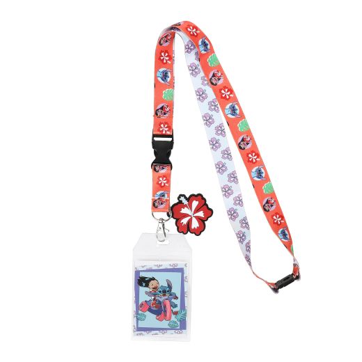 Lilo & Stitch Tropical AOP Lanyard With Hibiscus Charm