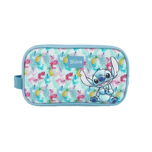 Disney - Lilo & Stitch - Dual Compartement Toiletry Bag with Blue Accents and Bottles