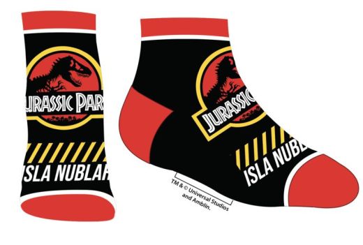 JURASSIC PARK - Logo Big Kids Youth Ankle Socks size 9-11 Black