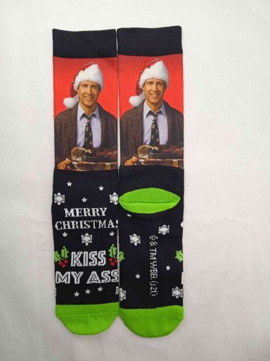 WBS - Christmas Vacation Mens Sublimated Socks, Merry Christmas " Kiss my Ass"