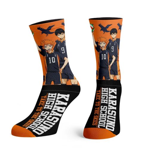 HAIKYU - NAVY BLUE PANEL PRINT CREW SOCKS