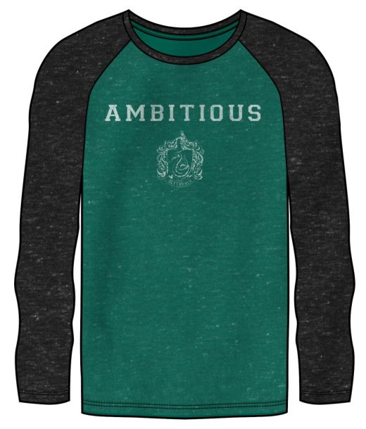 HARRY POTTER – Slytherin Men's Green/Black Raglen LS Tee