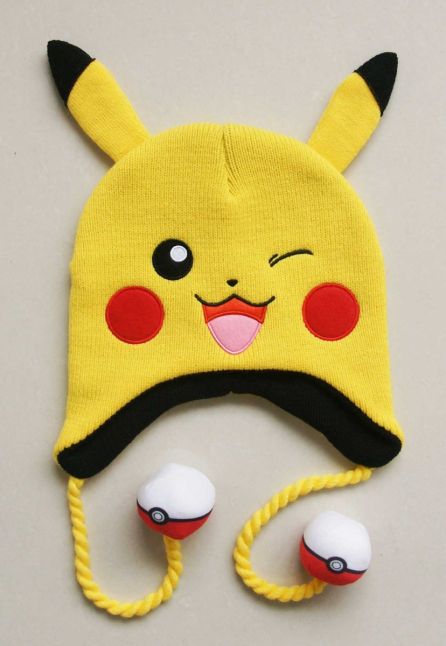 Pokemon Pikachu Big Face Tassel Beanie with Ears