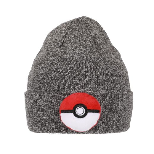 POKEMON - Heather Grey Pokeball Cuff Beanie