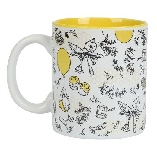 Winnie-the-Pooh With Honey Comb and Leaves Background 16oz Ceramic Mug