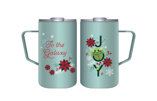 Star Wars - Baby Yoda Holiday JOY on a mint 24 oz Stainless Steel Camping Mug