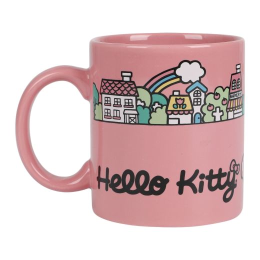 Hello Kitty City Background Pink 16oz Ceramic Mug