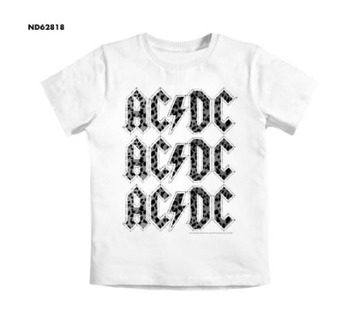 ACDC - Repeat Logo 3x with Print Youth White Tee