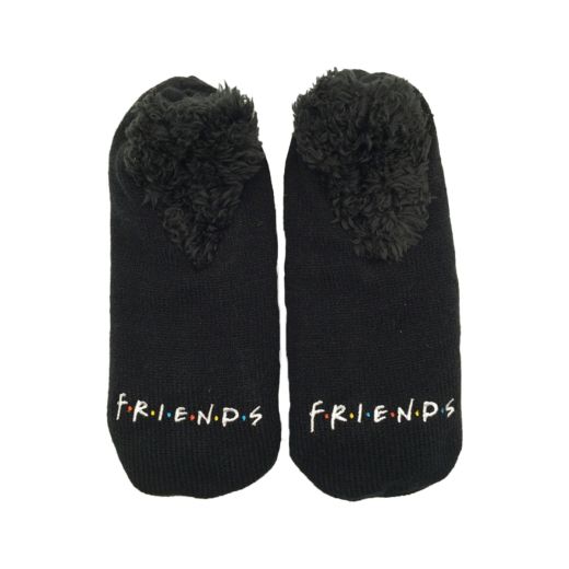 FRIENDS - Embroidered Padded Cozy Slipper Socks Black
