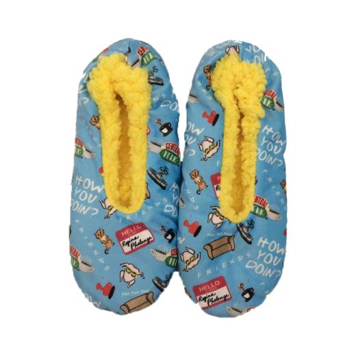 FRIENDS - How You Doing ?Padded Cozy AOP Slipper Socks Yellow Blue