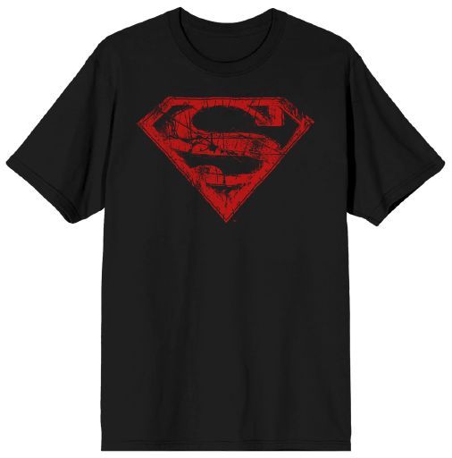 SUPERMAN - Superman Logo Destroyed Shield Black Men's Tee 8PPK (S-1,M-2,L-2,XL-2,XXL-1)