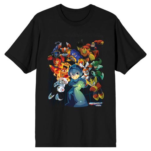 Capcom Mega Man Characters Graphic Print Men's Black T-Shirt