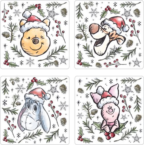 Disney - Winnie the Pooh - Multi Character Faces Ceramic Coasters Set of 4